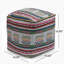 Pouf carré à imprimé péruvien fabriqué à la main Inca, blanc, rose, multicolore
