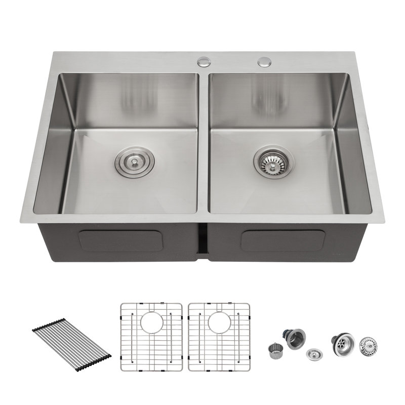 33'' L Double Bowl Stainless Steel Kitchen Sink