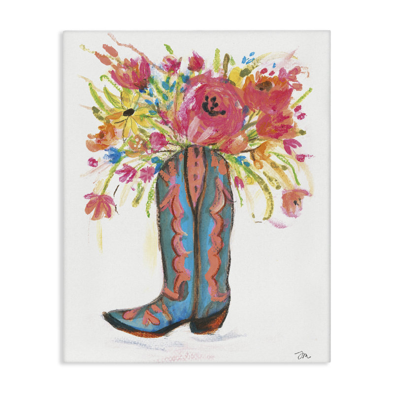 «Floral Cowgirl», toile par Pastels, par Jessica Mingo, H 30 po x l 24 po