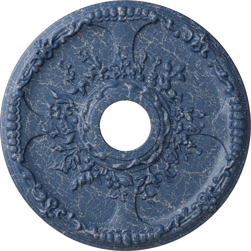 Endurathane Pompeii Ceiling Medallion, 18 7/8"OD x 1 1/2"P (Fits Canopies up to 2"), Hand-Painted Stone Hearth Crackle Finish