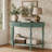 Solid Wood Half Moon Console Table with Drawer & Shelf-950638603