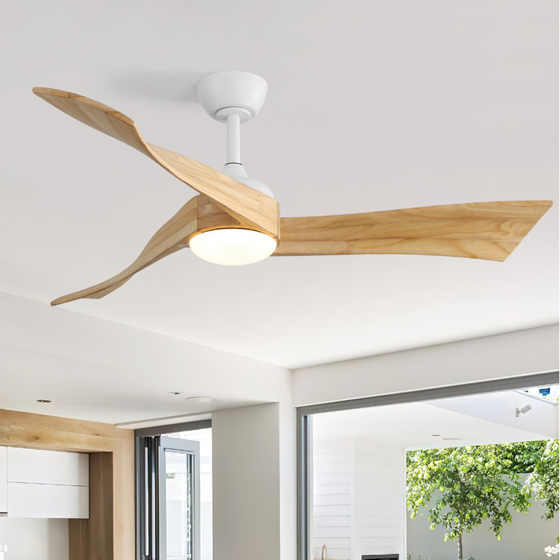 Ventilateur de plafond à 3 pales de 52 po avec télécommande et ensemble d'éclairage à DEL inclus Kemp