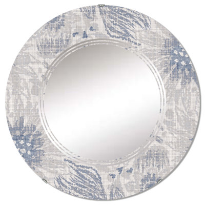 Vintage Blue Farmhouse Flower Wall Mirror, Patterned - Vintage Blue Farmhouse Flower V
