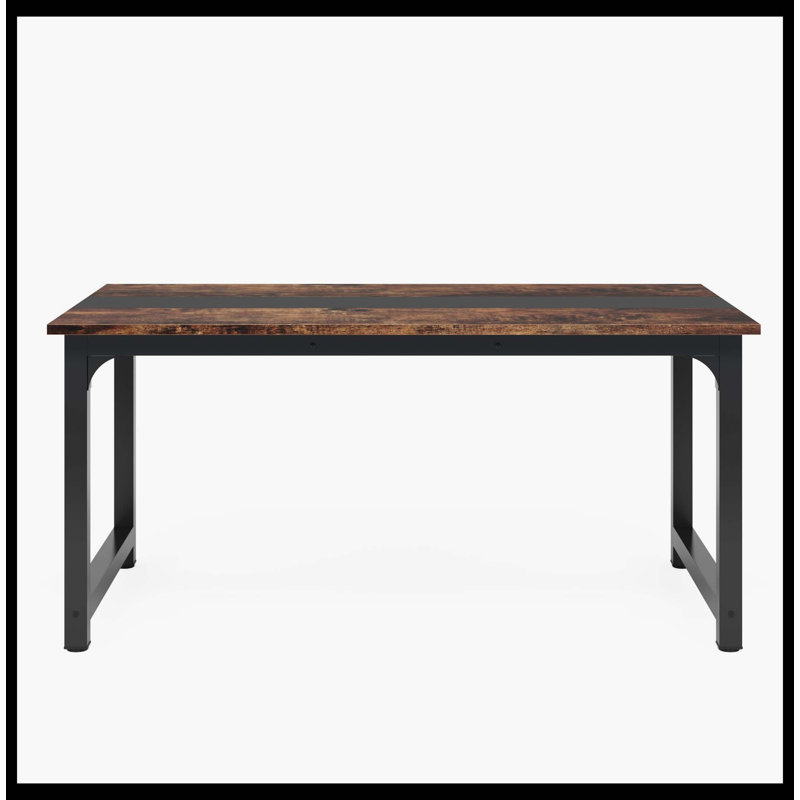 Table de conférence simple, bureau d'ordinateur de table de réunion rectangulaire, Brun rétro