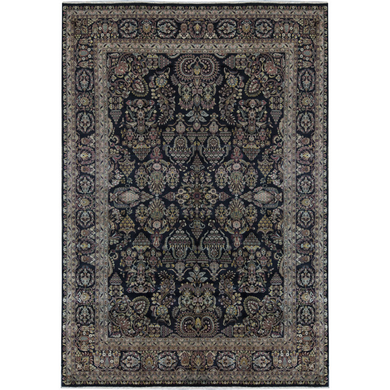 Tapis noir et noir de haute qualité noué à la main