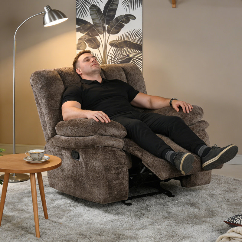 Transitional Glider Manual Recliner Chair, Dark Brown