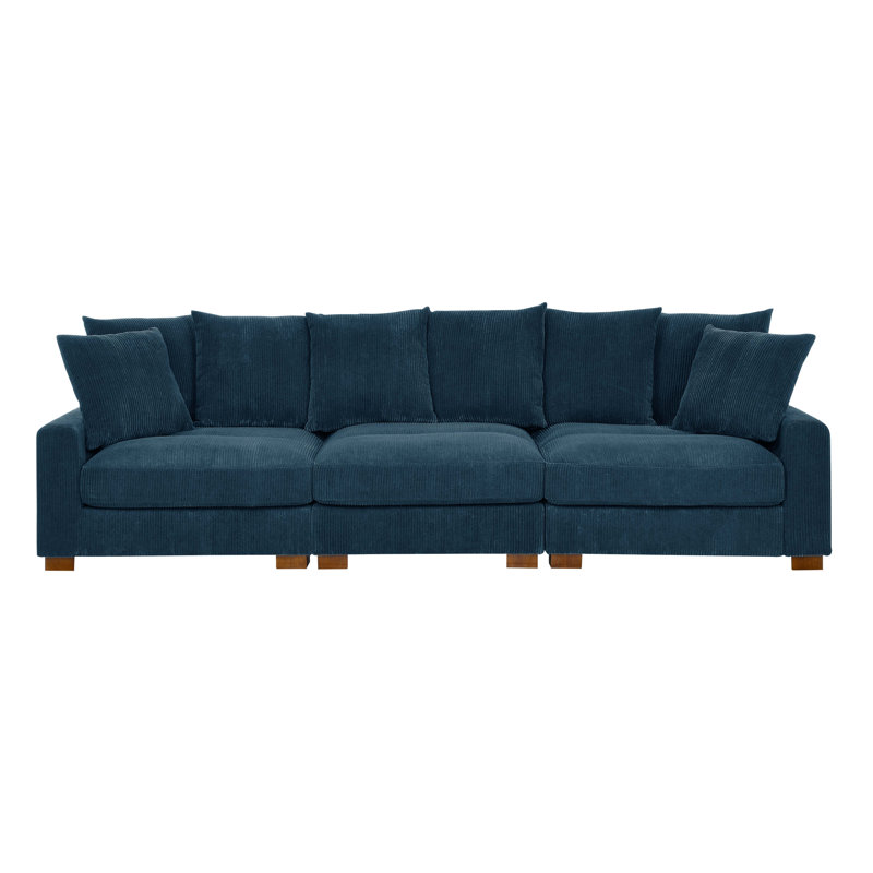 Yamal 122'' Corduroy Sofa, Blue