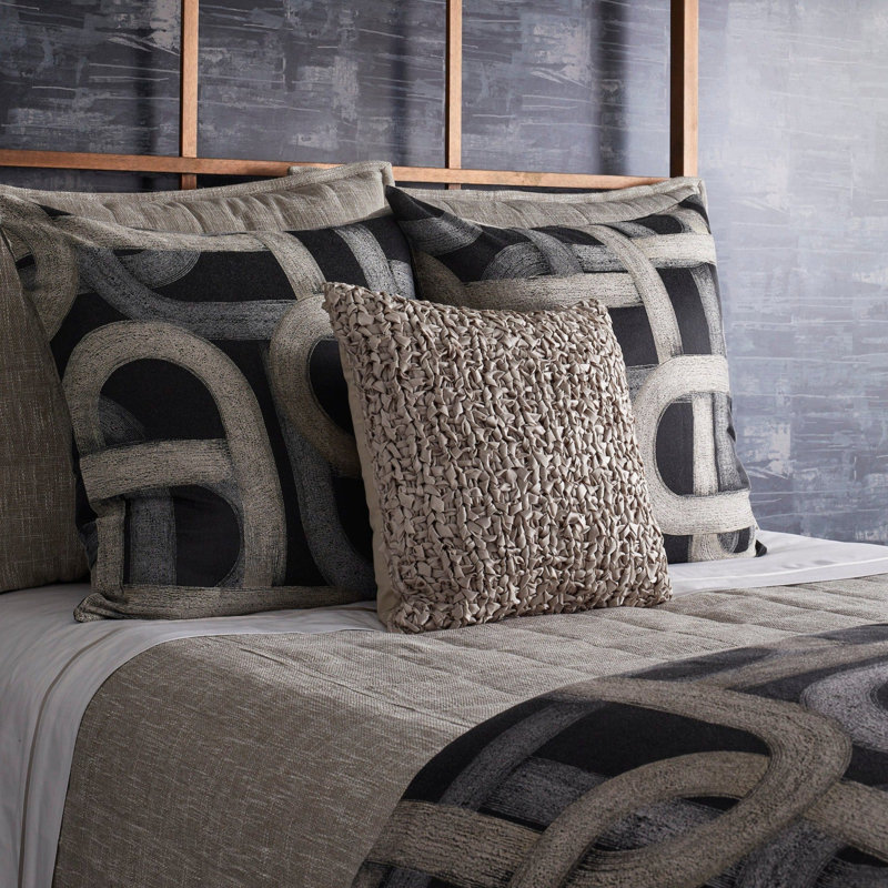 Interchange Abstract Pillow Sham, Black, Euro