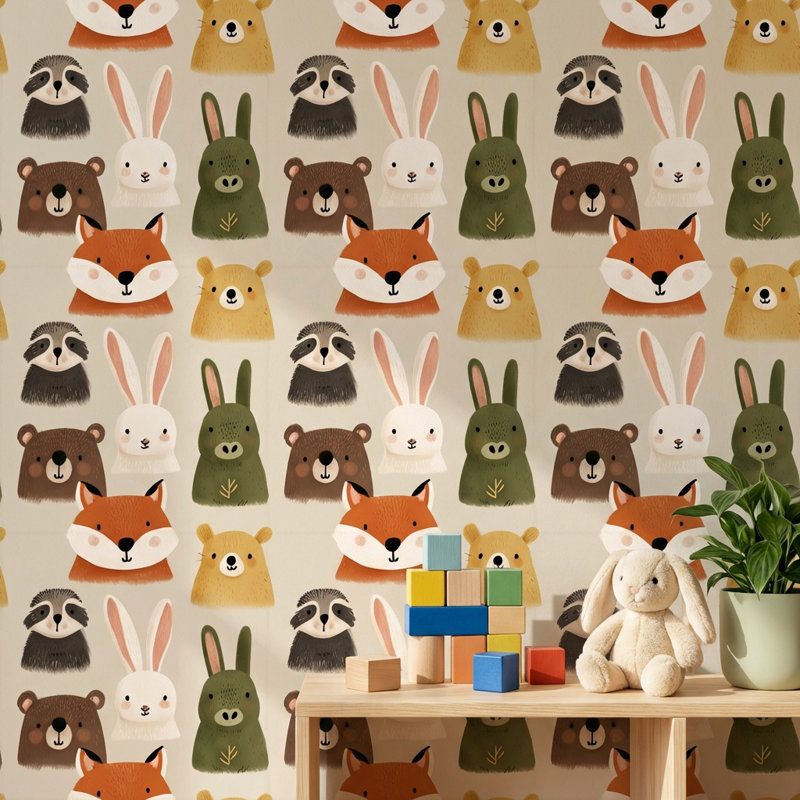 Papier peint animaux de la forêt, Non tissé, non collé