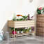 Lit de jardin surélevé Outsunny avec structure en acier galvanisé, tablette de rangement et doublure de lit, jardinière surélevée avec pieds pour légumes, fleurs, herbes, crème
