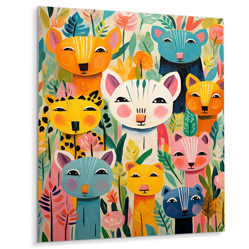 Nursery Colorful Animal Pattern III - Art mural en métal pour chambre de bébé, H 20 po x l 12 po x P 1 po