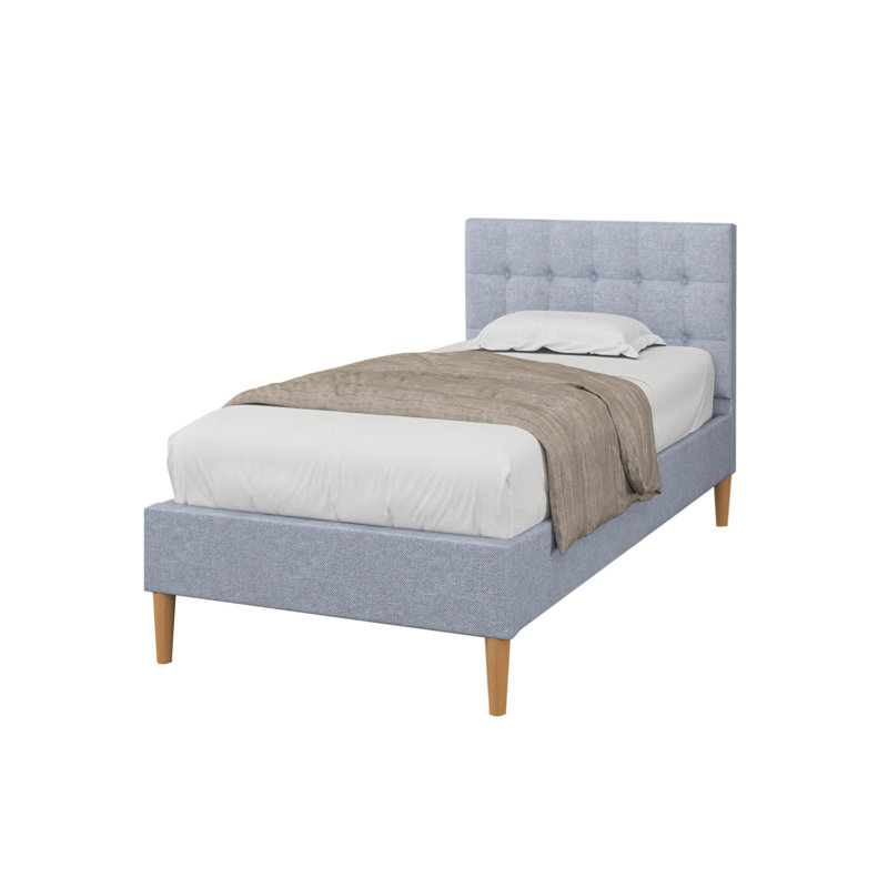 Elsea Upholstered Bed with Mattress, Memory Foam, Single (3'), Grey