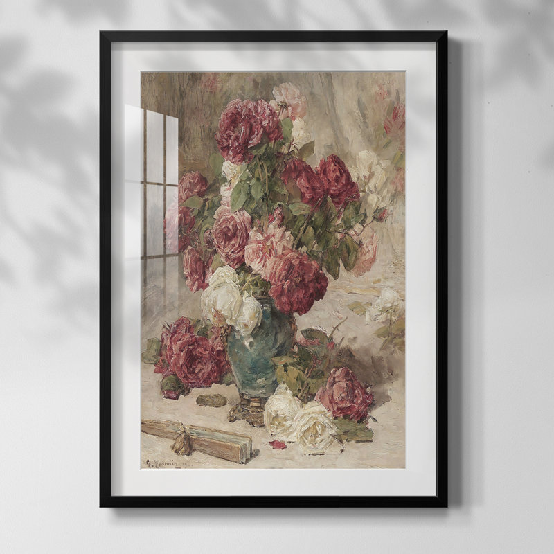 Imprimé floral rétro Lxxli - impression encadrée, Noir