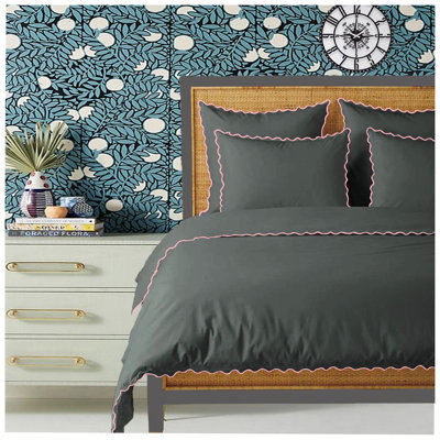 400TC Cotton Small Scallop Embroidery Duvet Cover Set