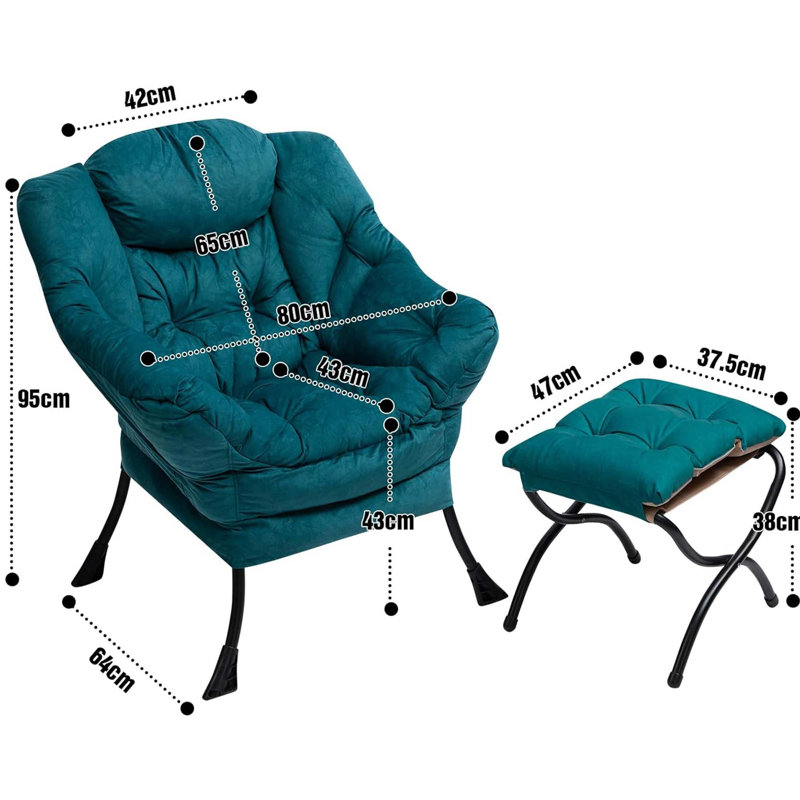 Armchair Accent Chair Lazy Chair with Footstool, Green