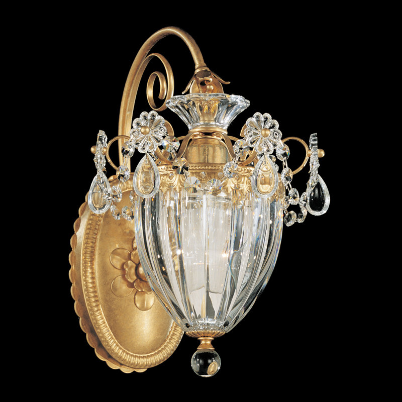Bagatelle Armed Sconce, Clear Crystals from Swarovski, French Gold
