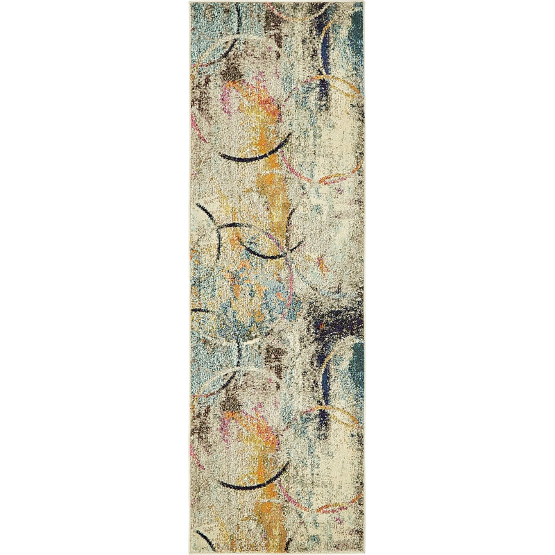 Dews Washable Abstract Indoor Rug, Runner 2' x 6'9"