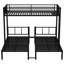 Lit superposé triple en métal noir pour 3 personnes, option simple sur simple et simple TG, conception peu encombrante