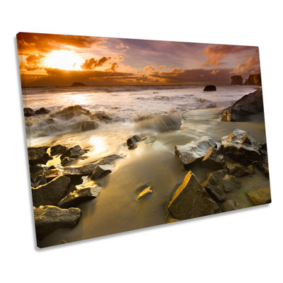 New Zealand Sunset Beach - Wrapped Canvas Art Prints