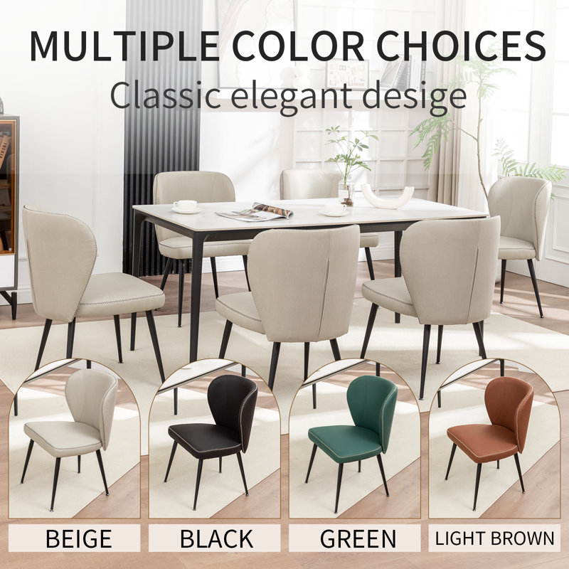 Ensemble de 6 chaises de salle à manger rembourrées avec dossier incurvé, chaises de salle à manger en similicuir pour restaurant, cuisine, salon et café