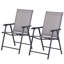 2 chaises de patio pliantes, une sangle extérieure empilable avec pour la pelouse, le camping, la plage. Structure en métal, gris, sans assemblage, capacité de 242 lb de chaises porteuses, salle à manger