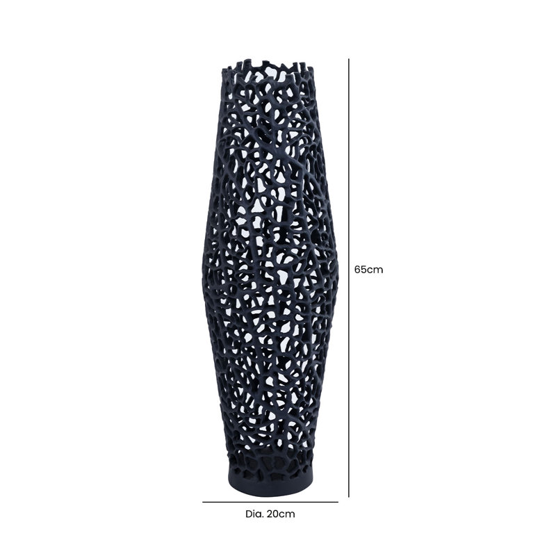 Cloyse Metal Floor Vase, Black, 65cm H  x 21cm W  x 21cm D