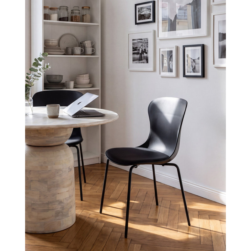 46cm H Upholstered Side Chair, Black, Black, Black