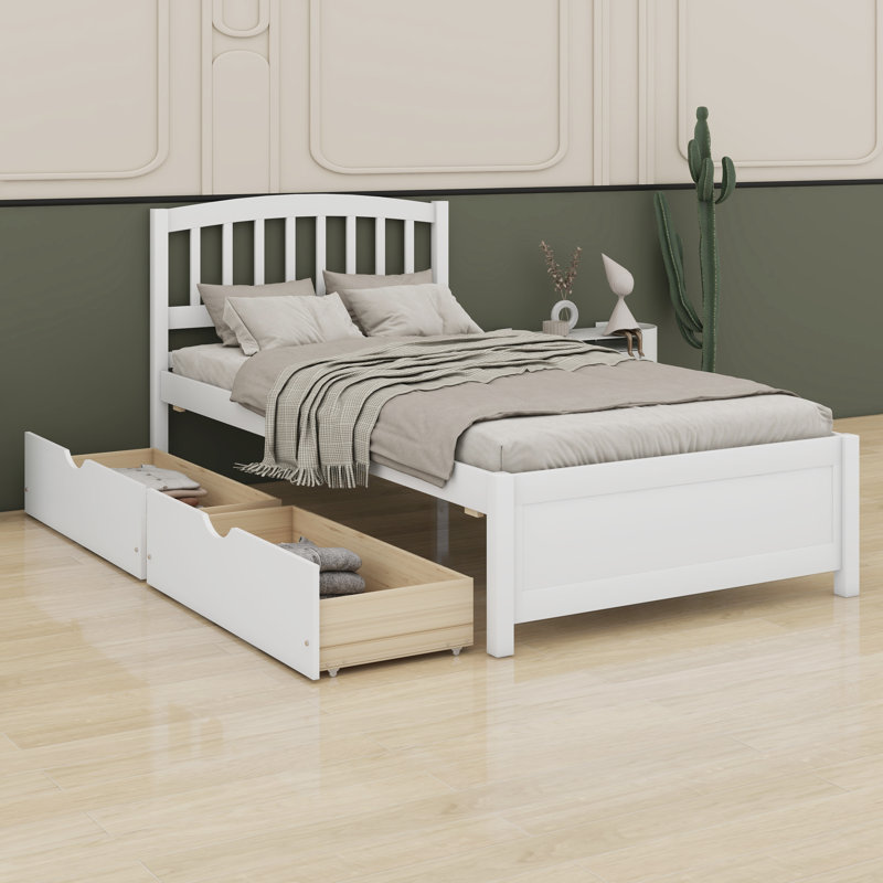 Lit plateforme avec rangement, Blanc