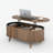 42.5" Oval Lift-Top Coffee Table, Fluted Center Table with Hidden Storage Compartment & Solid Wood Legs, Mid-Century Modern Coffee Table for Living Room, Walnut-1663959107