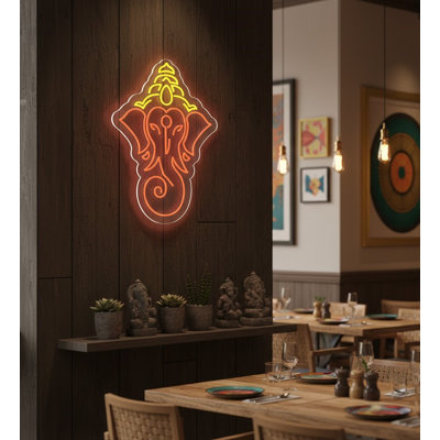  | Enseigne néon éléphant | Fabriqué avec un tube néon flexible durable qui émet un éclairage lumineux et uniforme pendant plus de 50 000 heures sans décoloration ni scintillement | 30 x 23 | Orange et jaune