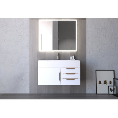 35" Wall Mounted Single Bathroom Vanity Base Only