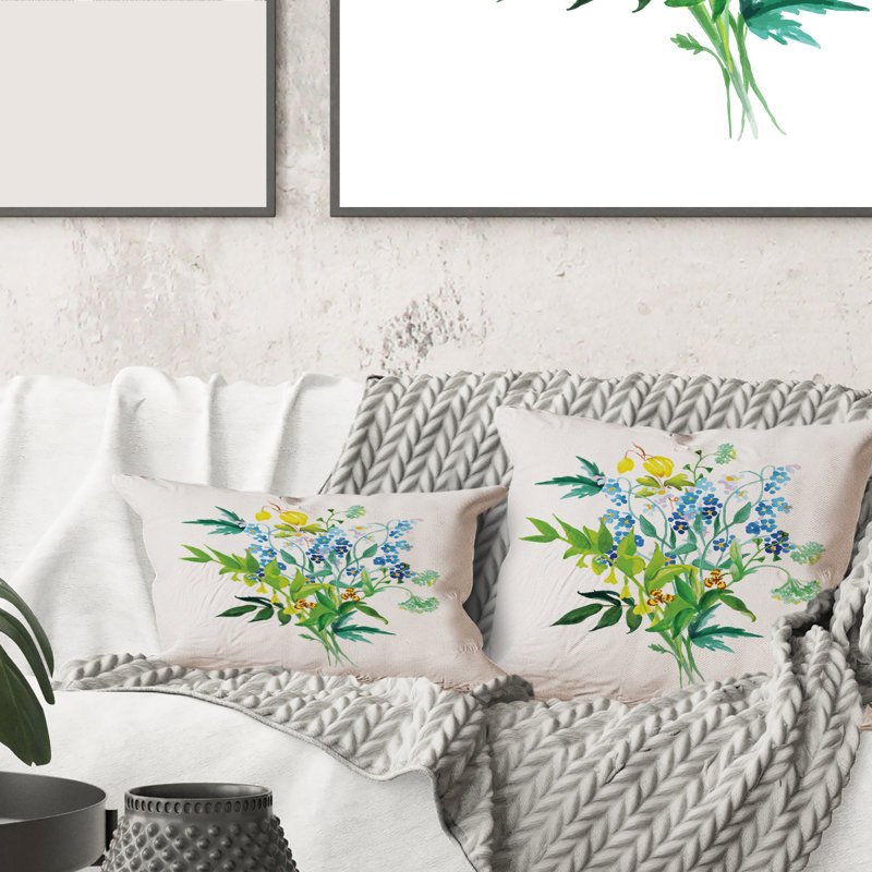 Rectangle, guirlande de fleurs des prés - coussin décoratif imprimé maison de campagne