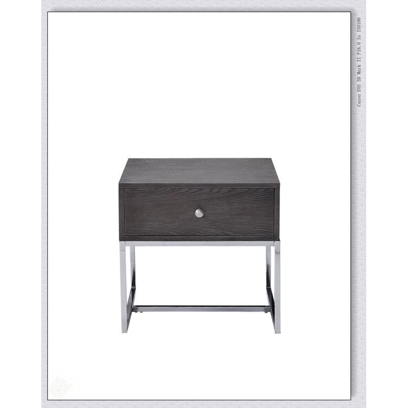 Table de bout en chêne gris et chrome Iban