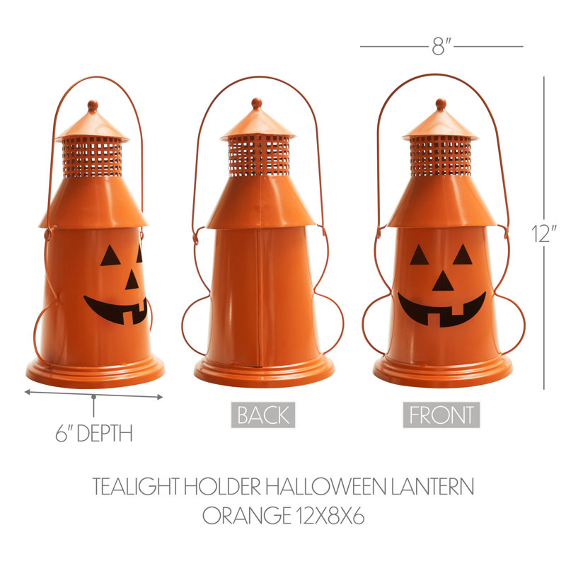 Photophore orange lanterne 12x8x6