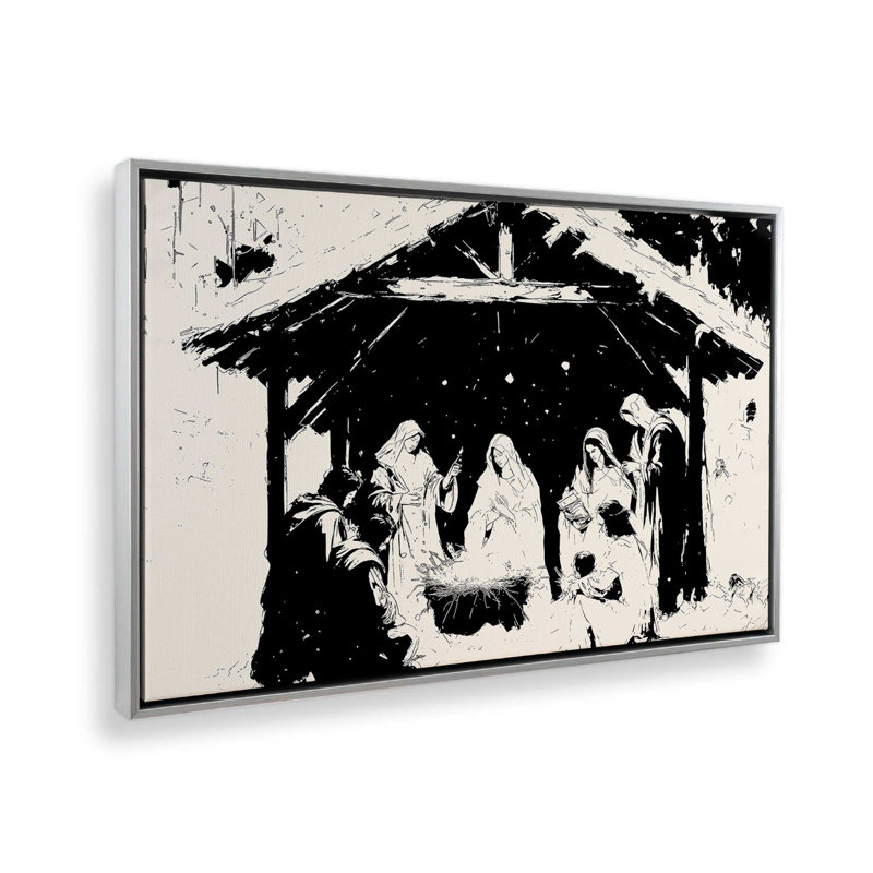 Nuit de la Nativité silencieuse, H 12,75 po x l 18,75 po, Impression encadrée sans passe-partout, Polished Chrome