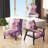 Pink And Gold Peruvian Lily II - Upholstered Floral Slipper Chair, Pink Accent Chair