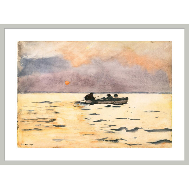 «Rowing Home» par Winslow Homer, impression giclée encadrée, H 31 po x l 41,5 po