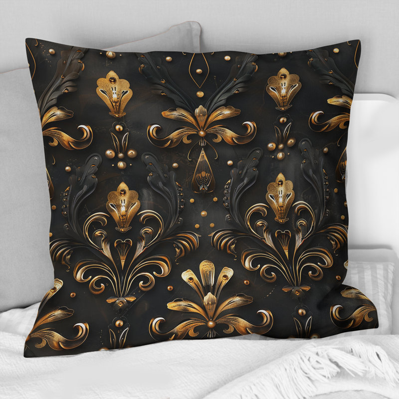 Damask Glam III - Glam Throw Pillow, 18"H x18"H