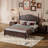 Wood Platform Bed Frame,Retro Style Platform Bed With Wooden Slat Support-800915627-800915622