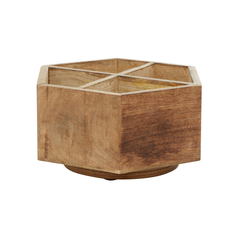 Wood Round Flatware Caddy