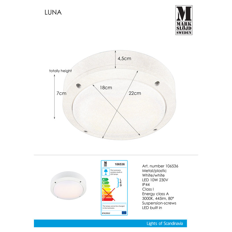 Twombley Integrated LED Outdoor Bulkhead Light, White