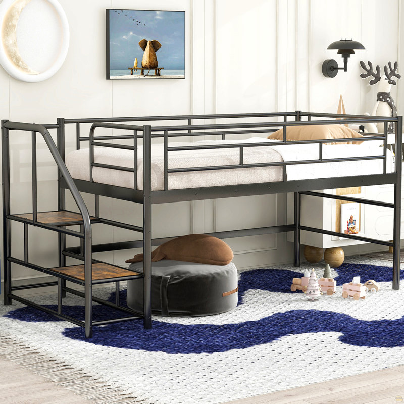 Lit mezzanine avec escalier de rangement, Watsons, Noir