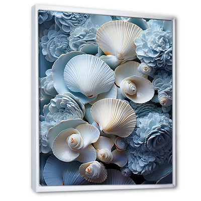 " White Blue Tones Delicate Oyster Beauty " Print