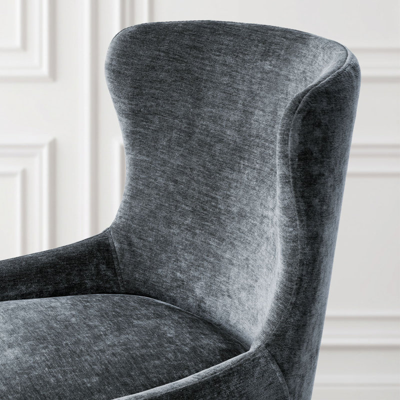 Chaise rembourrée avec accoudoirs encastrés Modern Luxury Chenille, Gris