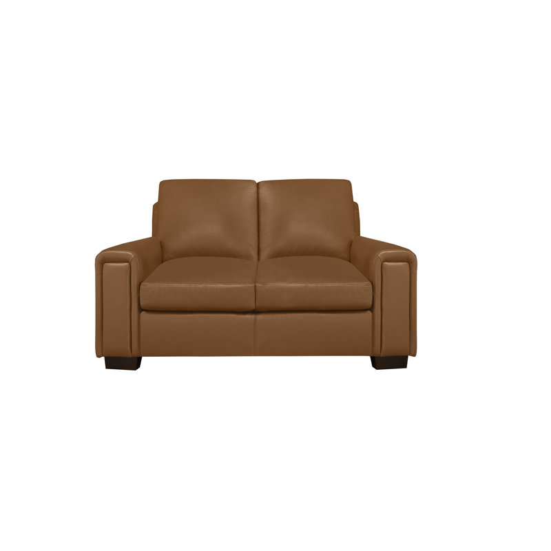 Causeuse Edgmon, Cuir véritable brun moyen