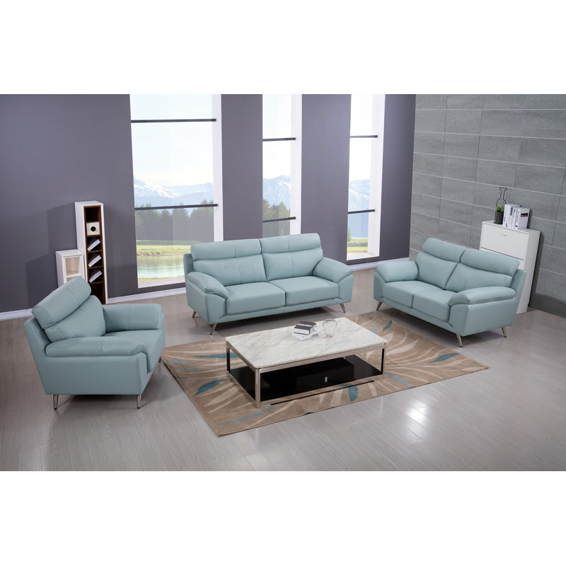 Fauteuil Linnell, Cuir véritable bleu sarcelle