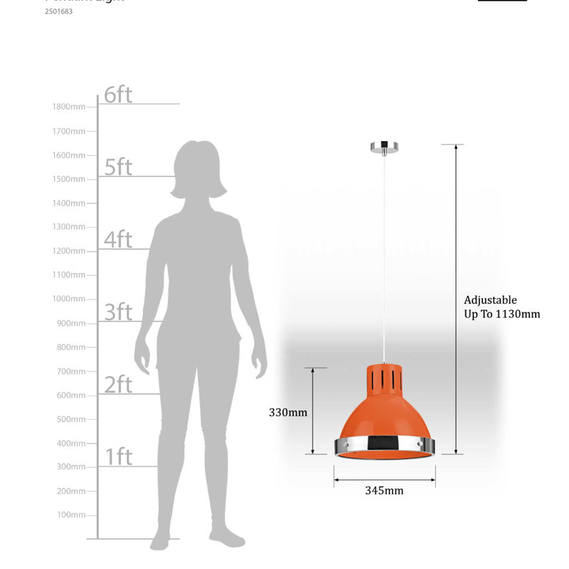 Socorro 1 - Light Dome Pendant, Orange