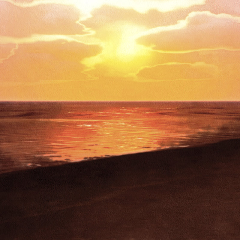 Coucher de soleil et rêves II, H 20 po x l 20 po