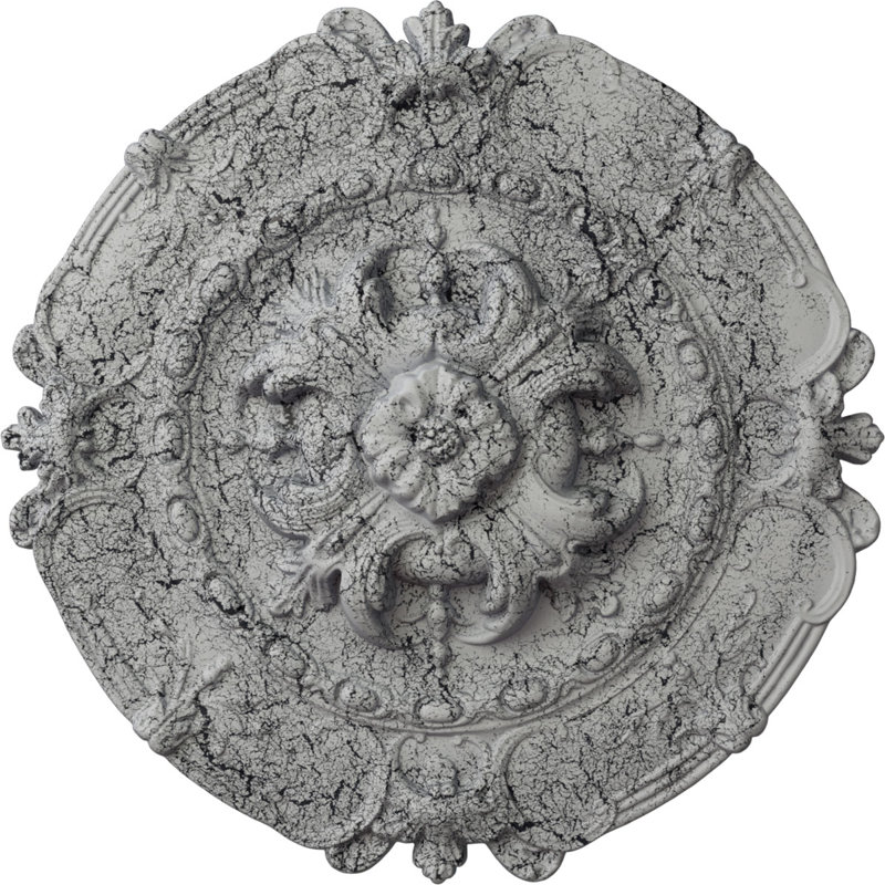 Endurathane Southampton Ceiling Medallion, 16 1/2"OD x 2 3/8"P, Hand-Painted Ultra Pure White Crackle Finish