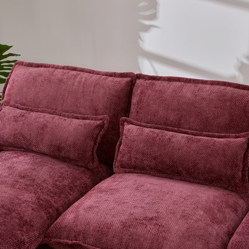 Divan modulaire de 127 po pour salon, canapé modulaire en U en forme de nuage avec console Haut-parleur Bluetooth pour le salon - rouge vin